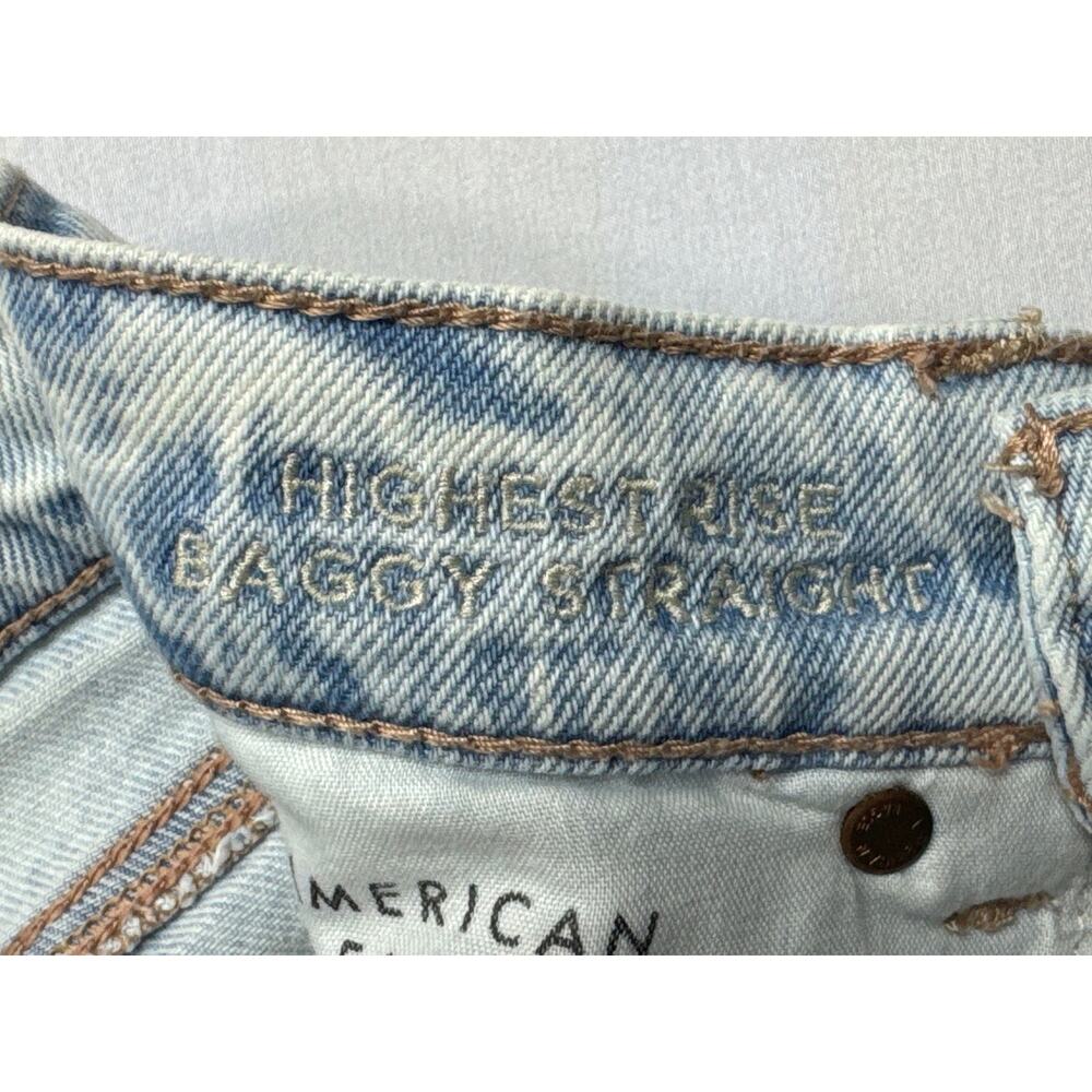 American Eagle Women's Highest Rise Baggy Straight Leg Jeans - Size 0 (27x31.5) - Picture 5 of 6